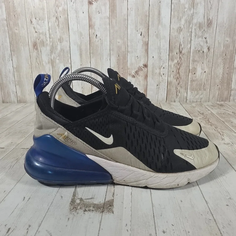 Nike Air Max 270 Black Blue Grey Running Shoes Sneakers 943345-050 Womens 7.5 6Y